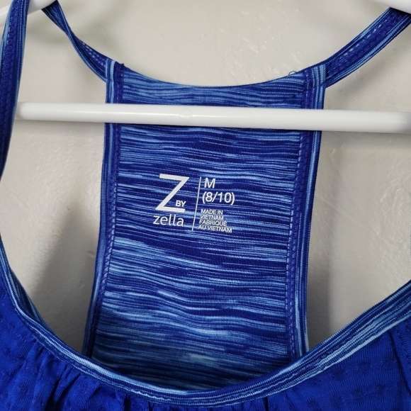 Z by Zella Girls Medium 8/10 Blue Racerback Tank Top Shelf Bra Athleisure - Picture 3 of 4